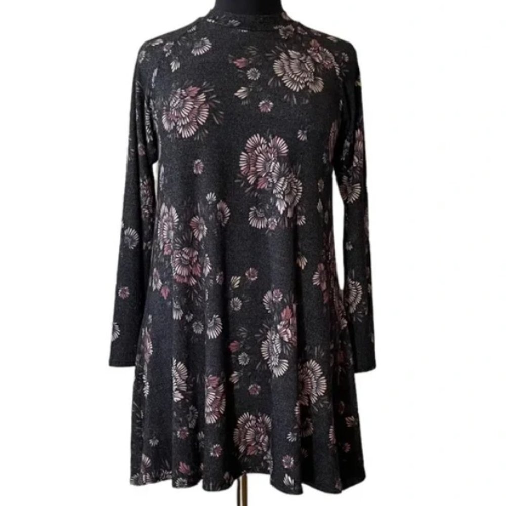 Apricot Mock Neck Jersey Knit Swing Mini Dress or Top